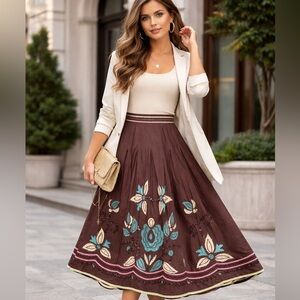 Maison Derhy Pleated A-Line Midi Skirt